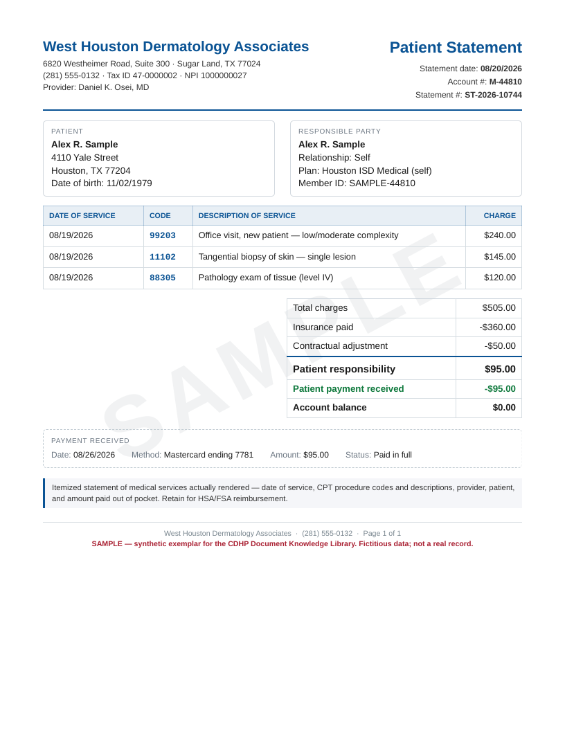 Dermatology — new patient + biopsy preview
